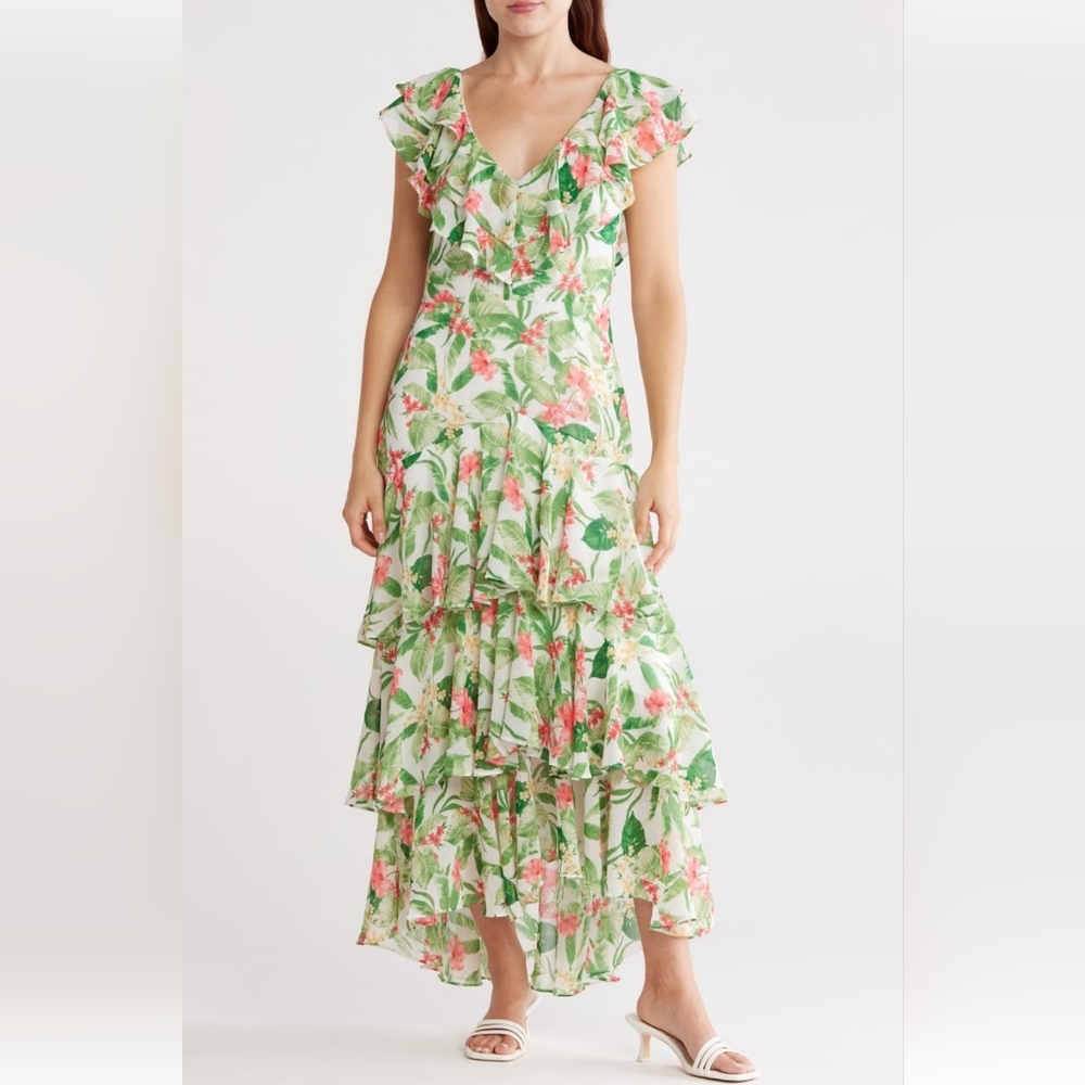 Wayf Tropical Floral High Low Dress